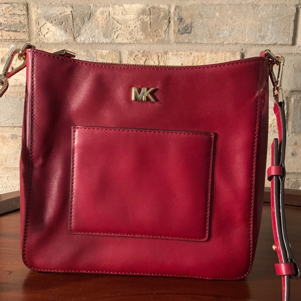 MICHAEL Michael Kors Gloria Oxblood Red Leather Crossbody